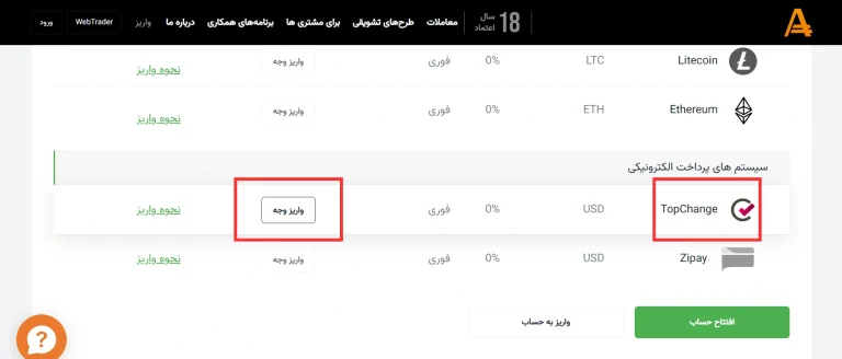 شارژ آمارکتس با تاپ چنج